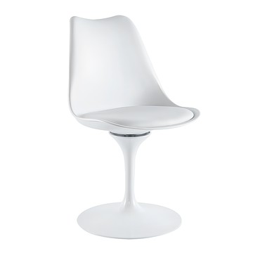 E-home 斯特圖雕塑造型金屬旋轉椅 簡約風格 360度靈活轉動  1個  白色