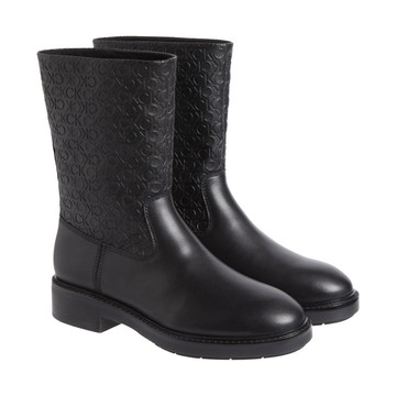 CALVIN KLEIN FLAT ANKLE BOOT MONO MIX 黑色女款鞋子