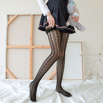 女襪 春秋 蕾絲花邊襪子 女長筒襪 jk制服中幫襪 性感網襪 lolita黑色鏤空絲襪