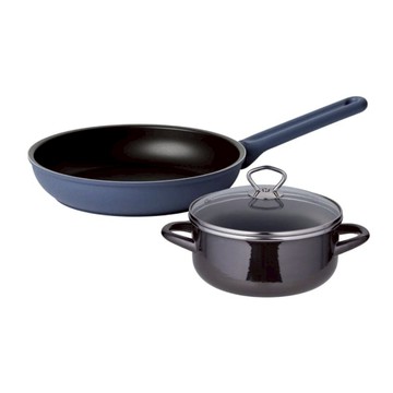 可洛麗系列 平底鍋24cm-海藍 (無蓋/可用電磁爐) 贈 德國Kochstar湯鍋20cm