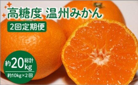 先行予約！フルーツ定期便 高糖度 温州みかん（約10kg×2回）果物定期便 定期 新鮮 季節 甘い 九州 ミカン 蜜柑 果物 高糖度   南島原市   南島原果物屋 [SCV002]