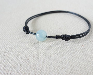 本命年【幸運石】飄花翡翠韓國蠟線手鍊*Lga03*招財、防小人