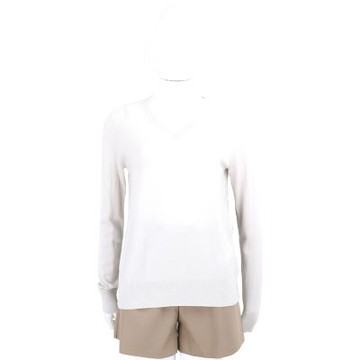 MAX MARA-’S Max Mara IDONEO V領羅紋灰白羊毛針織衫 毛衣
