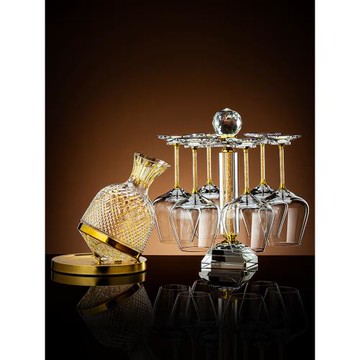 高檔輕奢水晶玻璃紅酒杯家用勃艮第高腳葡萄酒杯子醒酒器酒具套裝