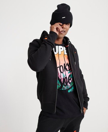 Superdry Men's Men's Orange Label Zip Hoodie Black - Size: Xxxl