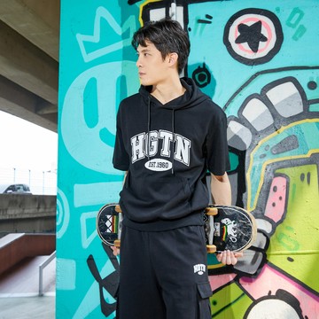 Hang Ten Korean 雙面棉連帽上衣-男(黑色)