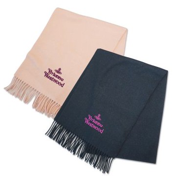 Vivienne Westwood 土星刺繡Logo羊毛流蘇圍巾(多色任選)