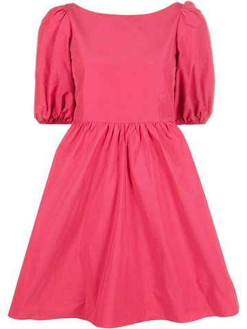 RED Valentino - puff-sleeved A-line dress - women - Cotton/Cotton/Polyester - 38 - Pink