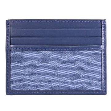 COACH 經典緹花布拼接皮革隨身卡夾/證件夾(藍)