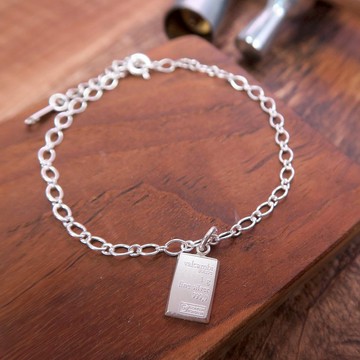 巧克力小銀磚手鍊 999純銀手鍊-6+1吋