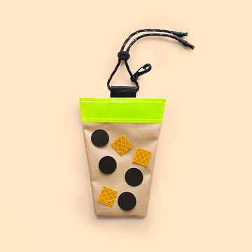 手作反光手搖飲-奶茶+珍珠QQ  夜間反光吊飾  安全上路