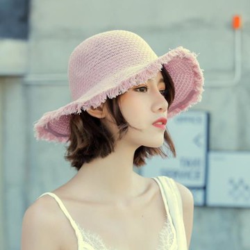 Acorn*橡果-日系原宿風編織防曬遮陽帽漁夫帽沙灘帽草帽1920(粉色)