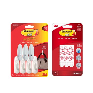 (組合) 3M 無痕中型掛鉤超值促銷包+中型替換膠條