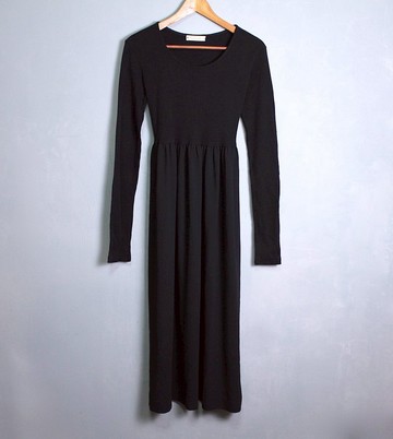 FOAK古著 日本簡約純黑雪紡長洋裝