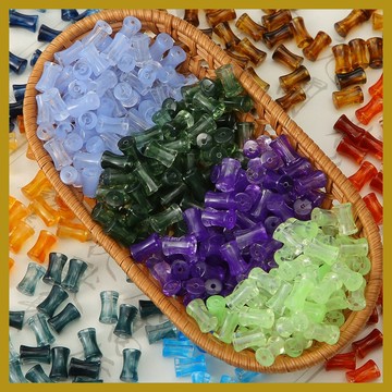 （10個/包）暈染亞克力竹節珠子 仿寶石色散珠 手工diy手鏈項鏈飾品配件 串珠 串珠材料 串珠材料包 珠珠材料 手串材
