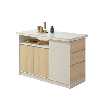 直人木業-溫馨系列雲白色雙面吧桌精密陶板餐櫃130公分