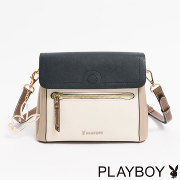 PLAYBOY - 翻蓋斜背包 Hygge系列 - 藍色