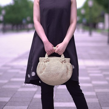 褶皺包 - 天然拉菲草手編包
