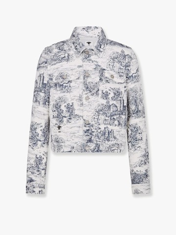 White cotton denim jacket with toile de jouy scotland blue motif - DIOR - gender_Woman