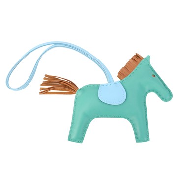 Hermes 愛馬仕  小羊皮手工馬兒吊飾(中/綠X水藍) _廠商直送