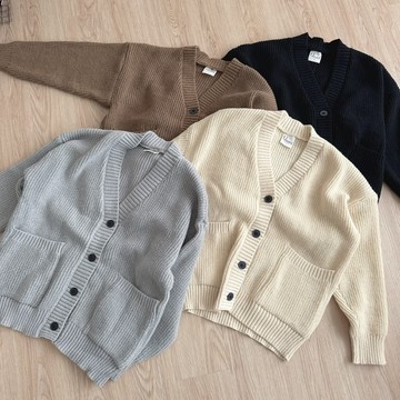 【FJstore】日系 質感 厚磅 開襟 針織衫 針織外套 寬鬆 長袖外套 女生外套 男外套 情侶