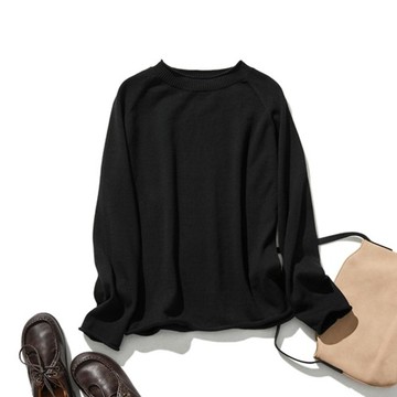 經典百搭純棉毛衣 柔軟舒適 層次首選 簡約時尚  黑色 230214-6