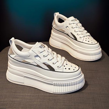 包頭涼鞋女休閑2025夏季新款運動厚底坡跟女鞋內增高鏤空小白鞋子