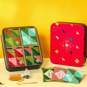 ［快速出貨］十來運轉！心想事成！【京盛宇】十全十美御守袋茶鐵盒（10款台灣茶包共20入/附專屬提袋）｜茶包禮盒｜伴手禮｜生日禮