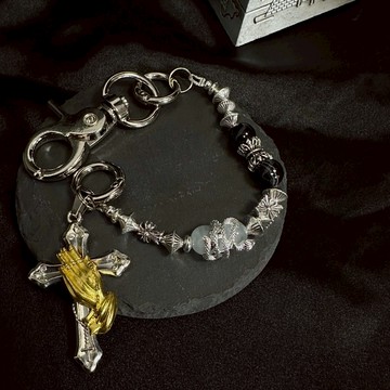 ☆LimeLight☆ 日系 十字架 祈禱之手 短褲鍊 腰鍊 褲鍊 鑰匙圈 層次搭配 百搭 圓圈褲鍊 褲頭吊飾 鑰匙釦