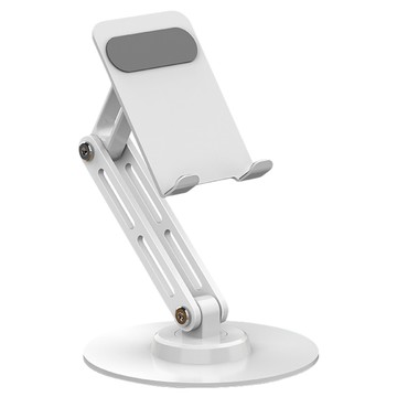 YUNMI 360度旋轉折疊手機支架/iPad桌面金屬折疊平板支架/桌上型支架/懶人支架  白色  1個  不適用
