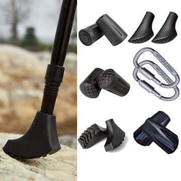 PUSH!戶外用品通用型登山杖杖腳套12入杖尖套 登山多功能D型掛扣 杖尖腳套P143