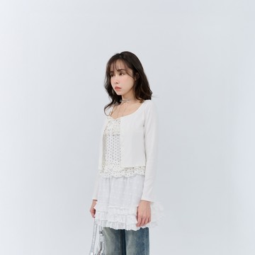 QUEENSHOP_S 女裝 長袖 波點背心排釦小外套兩件式上衣 兩色售 現+預 【01099738】