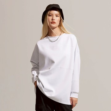 REBOOT動能-棉柔寬鬆長版上衣-亮白