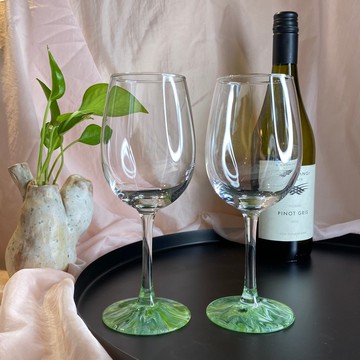 【 漩光之刻 | 迷霧綠 】手作葡萄酒杯 紅酒杯 2 入