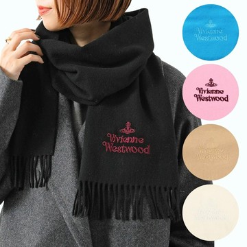 Vivienne Westwood 經典土星刺繡LOGO羊毛流蘇圍巾 (多款任選)
