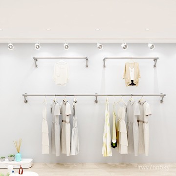 ✅開立發票 上墻服裝展示架衣帽間掛衣桿不銹鋼壁掛式服裝店展示架墻上掛衣架 R4SO