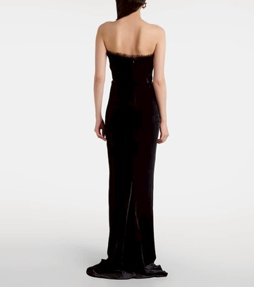 Alessandra Rich Bow-detail ruched silk-trimmed velvet gown