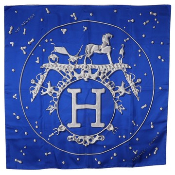 【日本直送】愛馬仕 HERMES Carre 90 絲巾 VIF ARGENT 銀之滴 絲綢 白色 女士【二手】