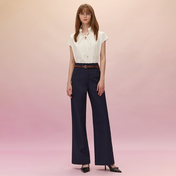 SO NICE 都會俐落高腰彈力錦棉寬褲