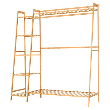dayneeds 日需百備 布恩多功能楠竹衣櫥架 吊衣架 掛衣架 多功能  130 x 40 x 140cm  楠竹 木色