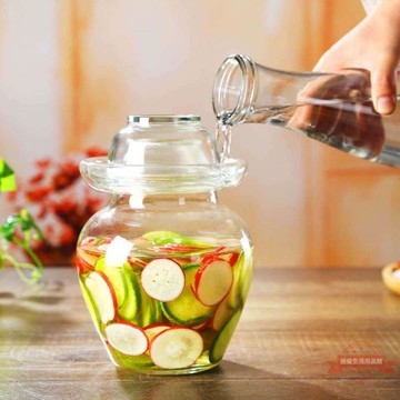 泡菜壇子10斤玻璃家用腌菜缸大容量密封泡菜壇字四川腌菜罐大容量