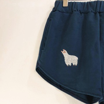 ALPACA 刺繡 / 短褲 / 深藍色