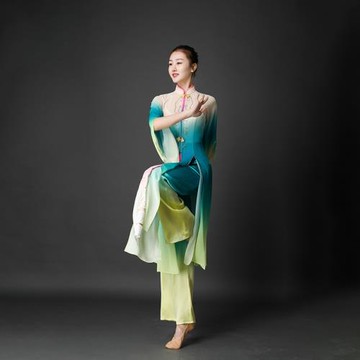 中國舞古典舞芳春行劇目服裝藝考演出服舞蹈紗衣飄逸長款