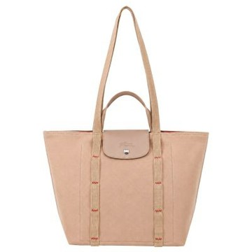 LONGCHAMP LE PLIAGE COLLECTION系列棉質手提/肩揹兩用包(中/米)