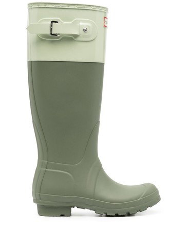 Hunter - colour-block Wellington boots - women - Rubber - 6 - Green