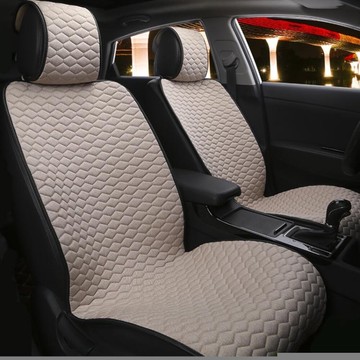 汽車坐墊四季通用汽車座套布藝防滑免綁夏季通用亞麻車座墊四季墊