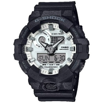 CASIO卡西歐 G-SHOCK GA-700系列 GA-700WD-1A 正面按鈕黑白時尚腕錶 53.4mm｜樂天領券現折★全館特惠中★指定刷卡回饋10%