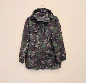 古着老件英國公發軍用 DPM叢林迷彩 立領防風 連帽大衣外套 6號款