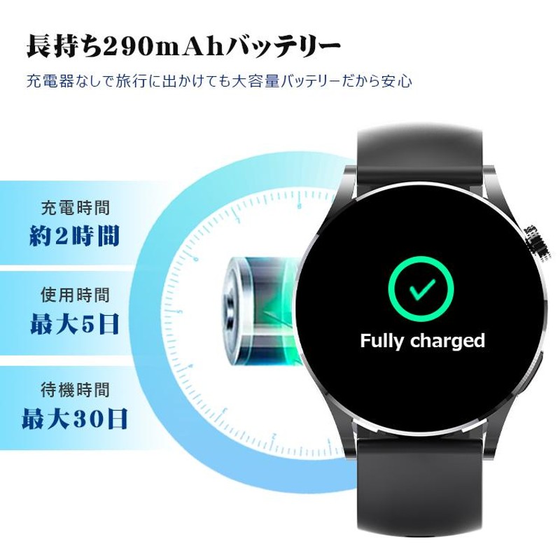 2022最新型】スマートウォッチ 通話機能 体温測定 血中酸素 血圧測定