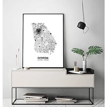 Eleville 18X24 Unframed Georgia United States Country View Abstract Road Modern Map Art Print Canvas Poster Wall Office Home Decor Minimalist Line Art